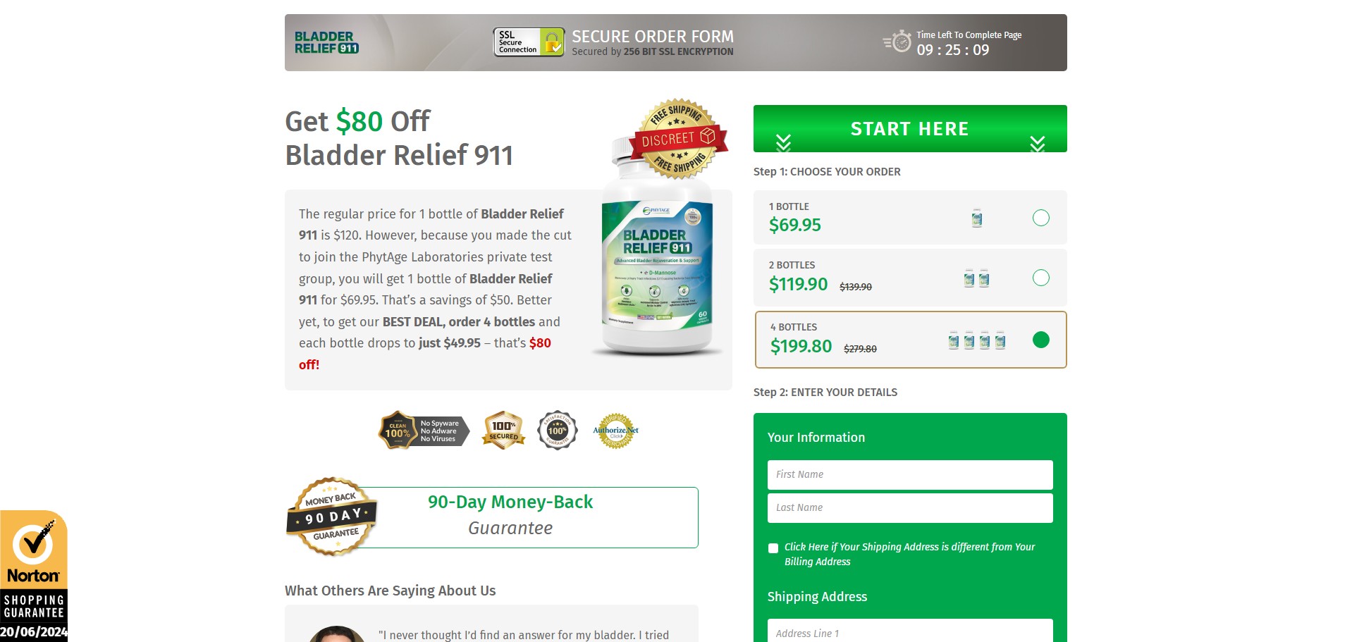 Bladder Relief 911 Ürün
